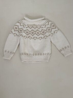 Wild Wawa Cream Fair Isle Knit Pullover Sweater NWOT 12-24M